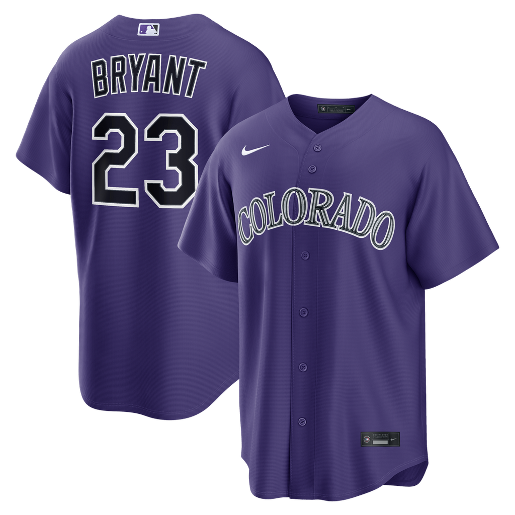 Colorado Rockies Kris Bryant Nike Purple Alternate Replica Jersey product image 1, provided for visual reference and product