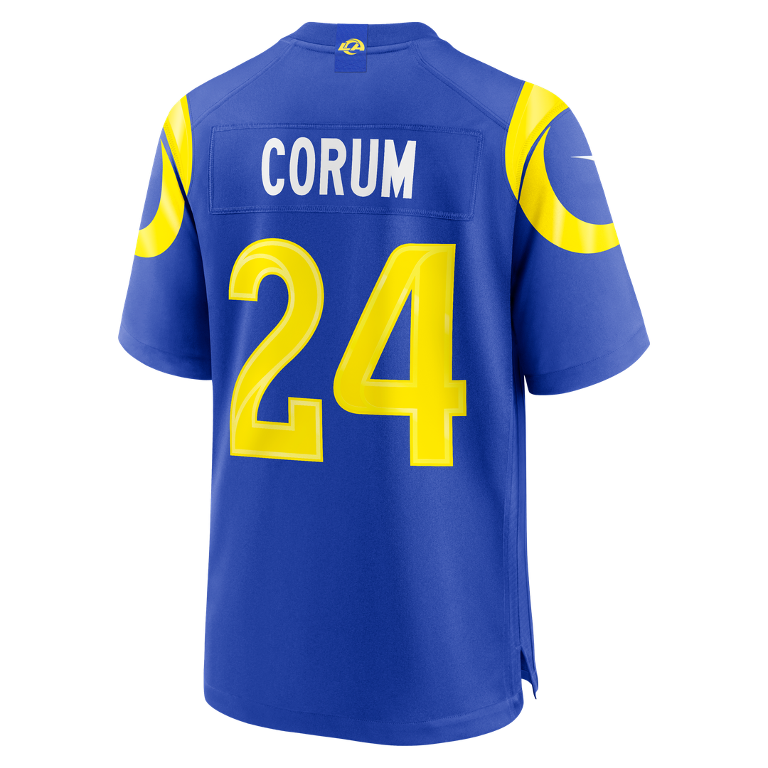 Los Angeles Rams Blake Corum Nike Royal Game Jersey product image 3, provided for visual reference and product detail review