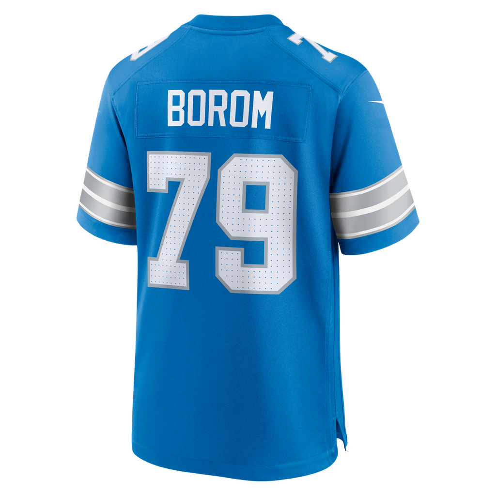 Detroit Lions Larry Borom Nike Blue Team Game Jersey product image 3, provided for visual reference and product detail review
