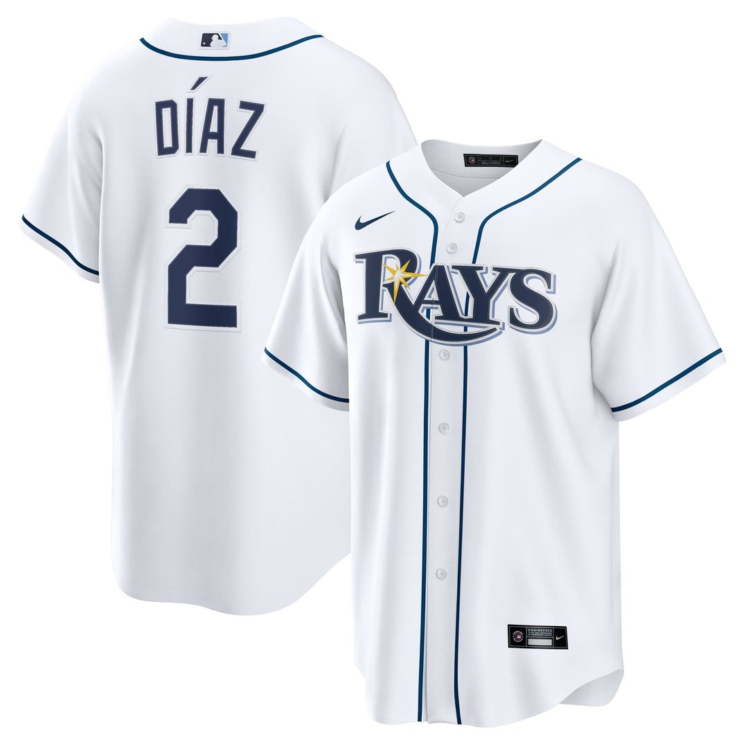 Tampa Bay Rays Yandy Díaz Nike White Home Replica Jersey product image 1, provided for visual reference and product detail