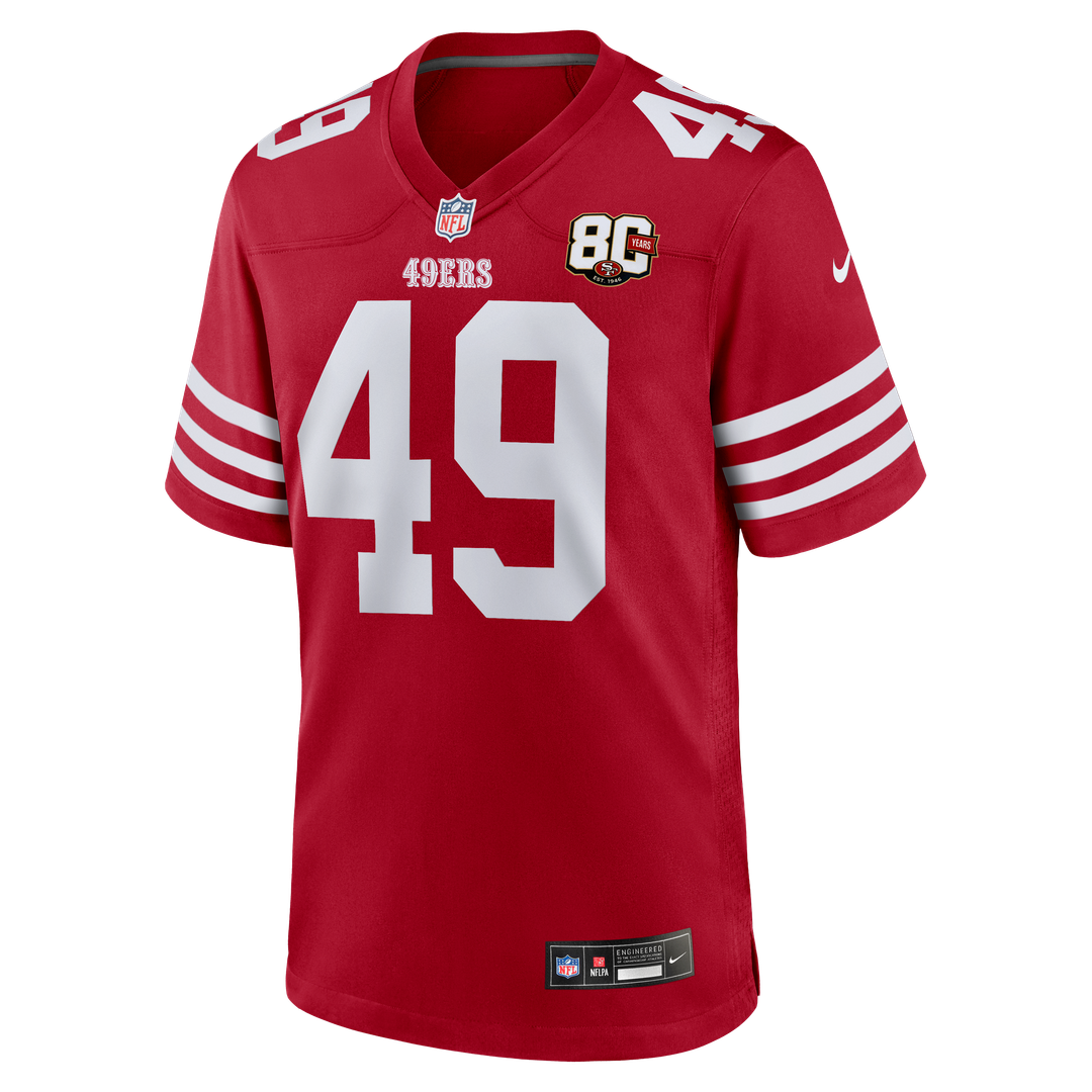 San Francisco 49ers The Faithful Nike Scarlet 80th Anniversary Game Jersey product image 2, provided for visual reference