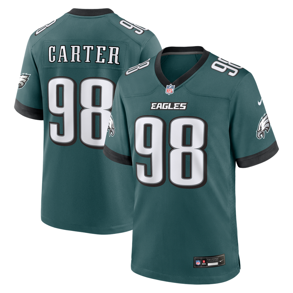 Philadelphia Eagles Jalen Carter Nike Midnight Green Team Game Jersey product image 1, provided for visual reference and
