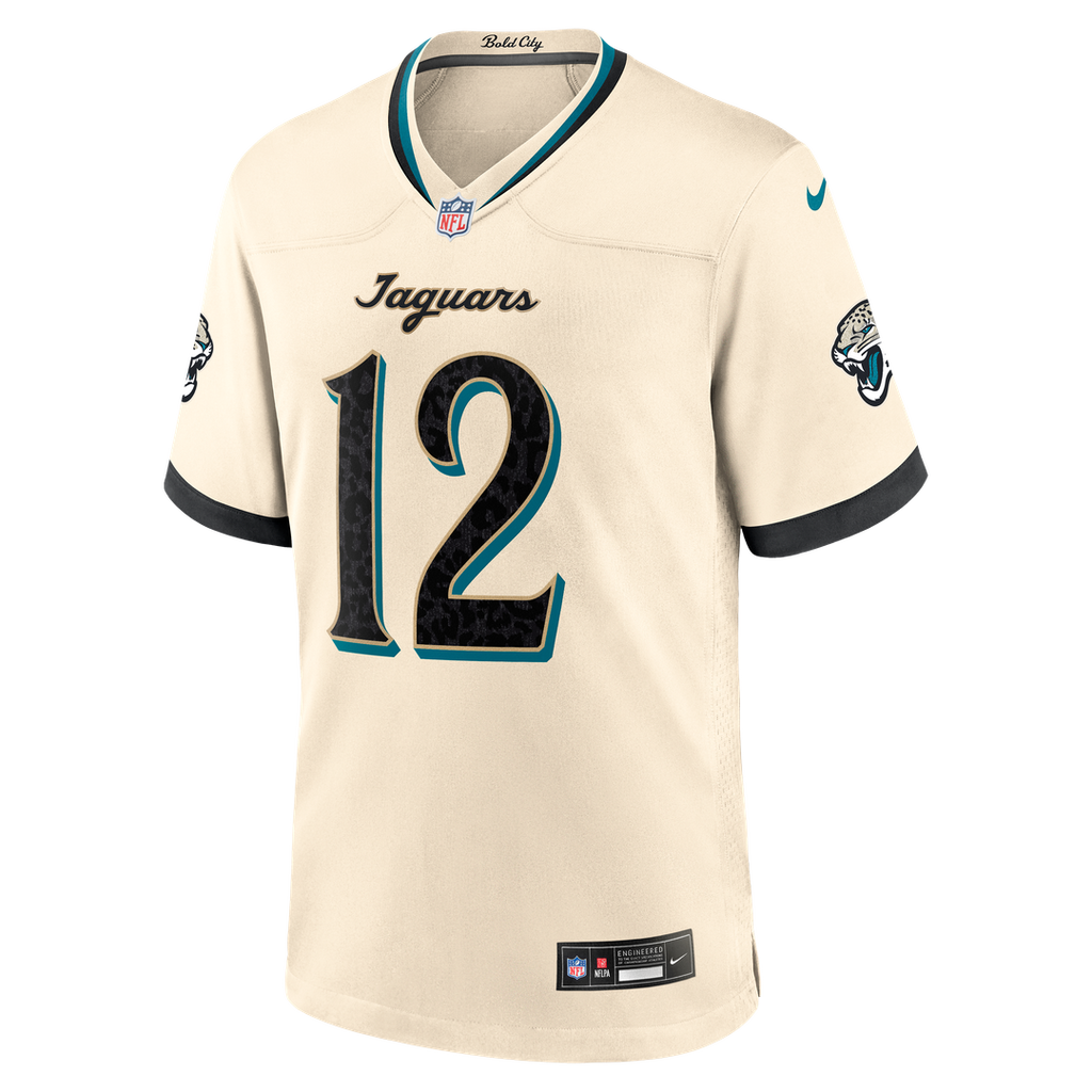 Jacksonville Jaguars Travis Hunter Nike Natural 2026 Rivalries Collection Game Jersey product image 6, provided for visual