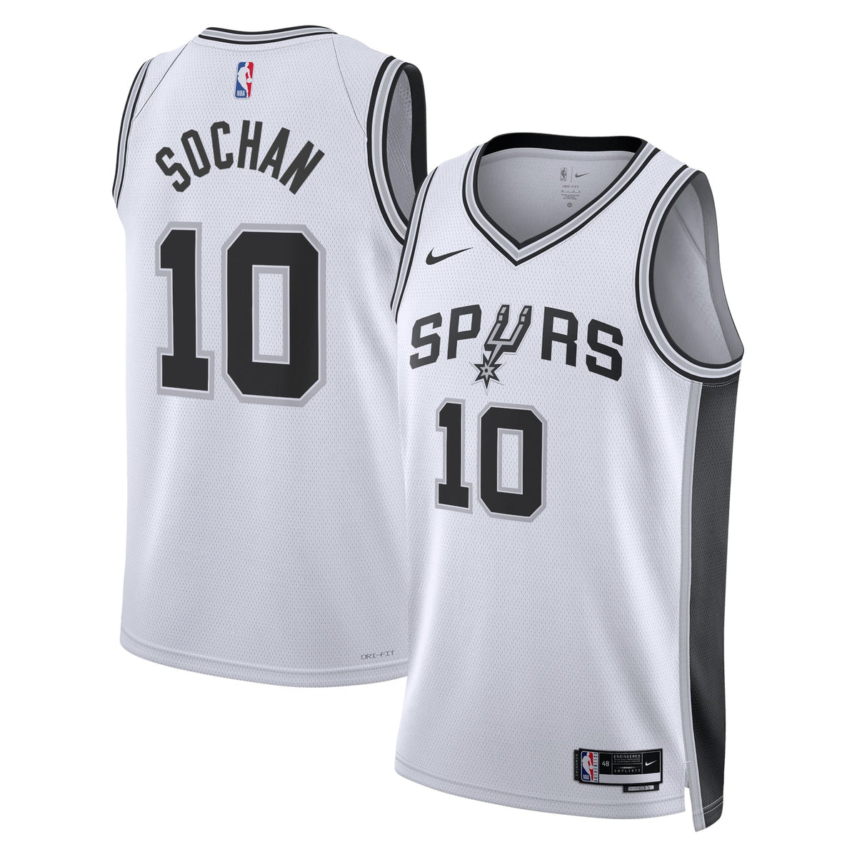 San Antonio Spurs Nike Association Edition Swingman Jersey - White - Jeremy Sochan - Unisex product image 1, provided for