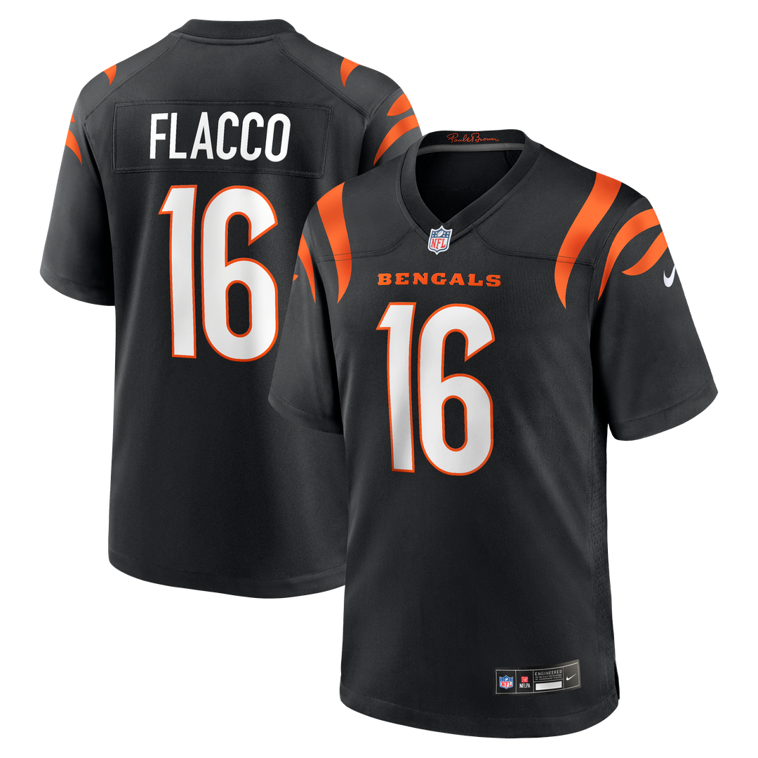 Cincinnati Bengals Joe Flacco Nike Black Team Game Jersey product image 1, provided for visual reference and product detail