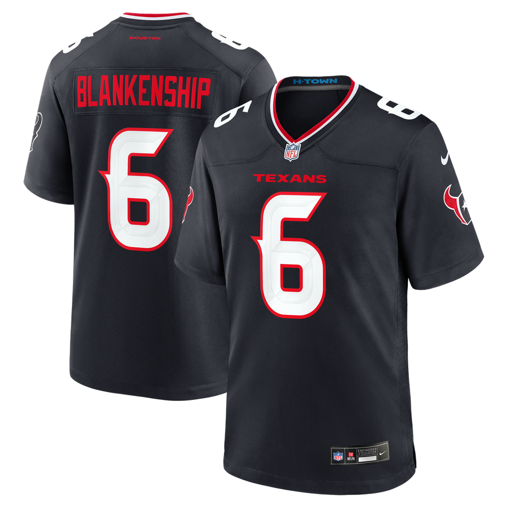 Houston Texans Reed Blankenship Nike Navy Team Game Jersey product image 1, provided for visual reference and product detail