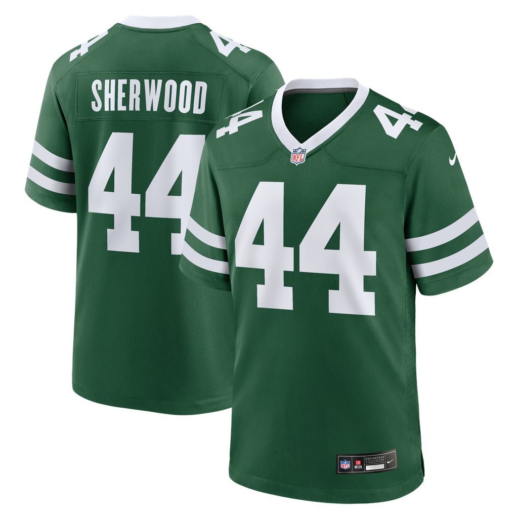 New York Jets Jamien Sherwood Nike Legacy Green Team Game Jersey product image 1, provided for visual reference and product