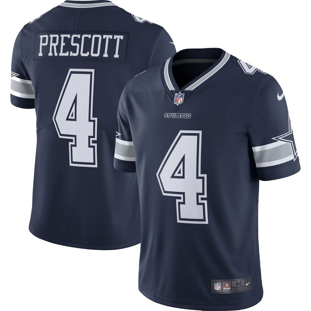 Dallas Cowboys Dak Prescott Nike Navy Vapor Limited Player Jersey product image 1, provided for visual reference and product