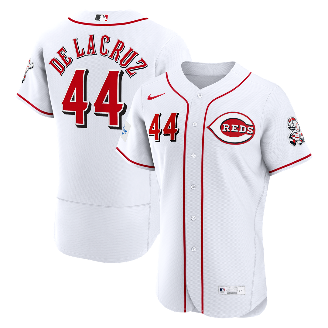 Cincinnati Reds Elly De La Cruz Nike White Home Authentic Sponsor Patch Jersey product image 1, provided for visual