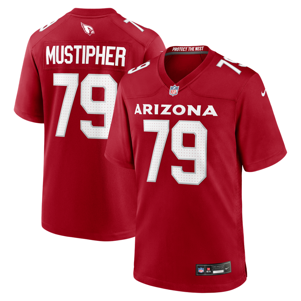 Arizona Cardinals PJ Mustipher Nike Cardinal Team Game Jersey product image 1, provided for visual reference and product