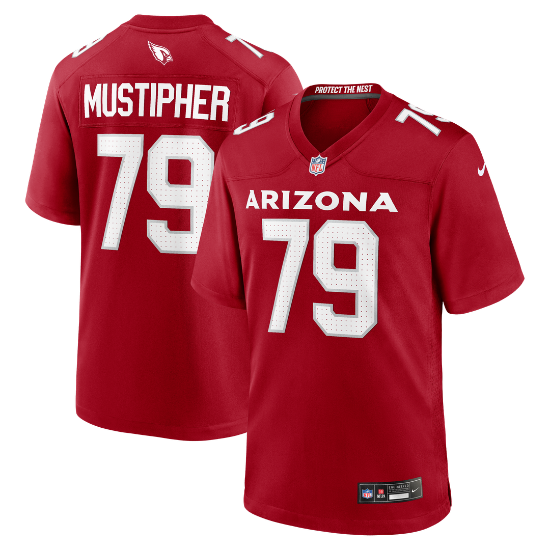 Arizona Cardinals PJ Mustipher Nike Cardinal Team Game Jersey product image 1, provided for visual reference and product