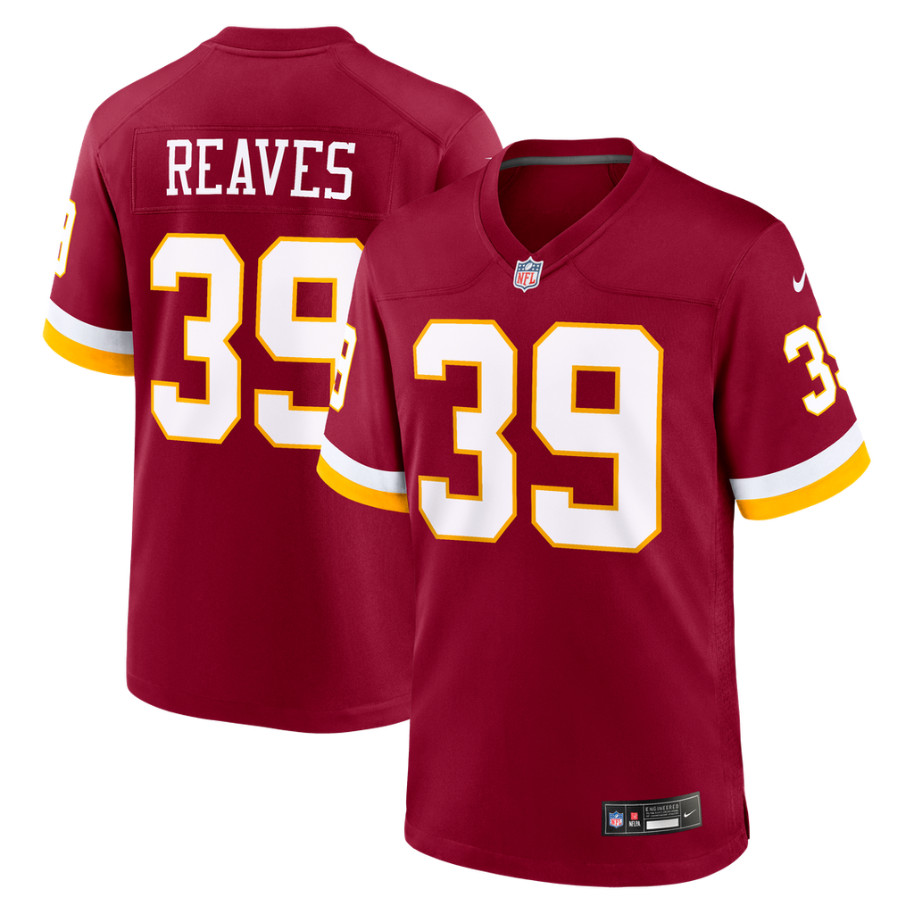 Washington Commanders Jeremy Reaves Nike Burgundy Game Jersey product image 1, provided for visual reference and product