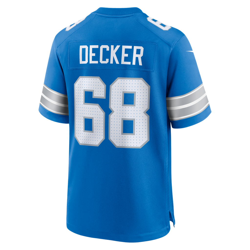 Detroit Lions Taylor Decker Nike Blue Team Game Jersey product image 3, provided for visual reference and product detail