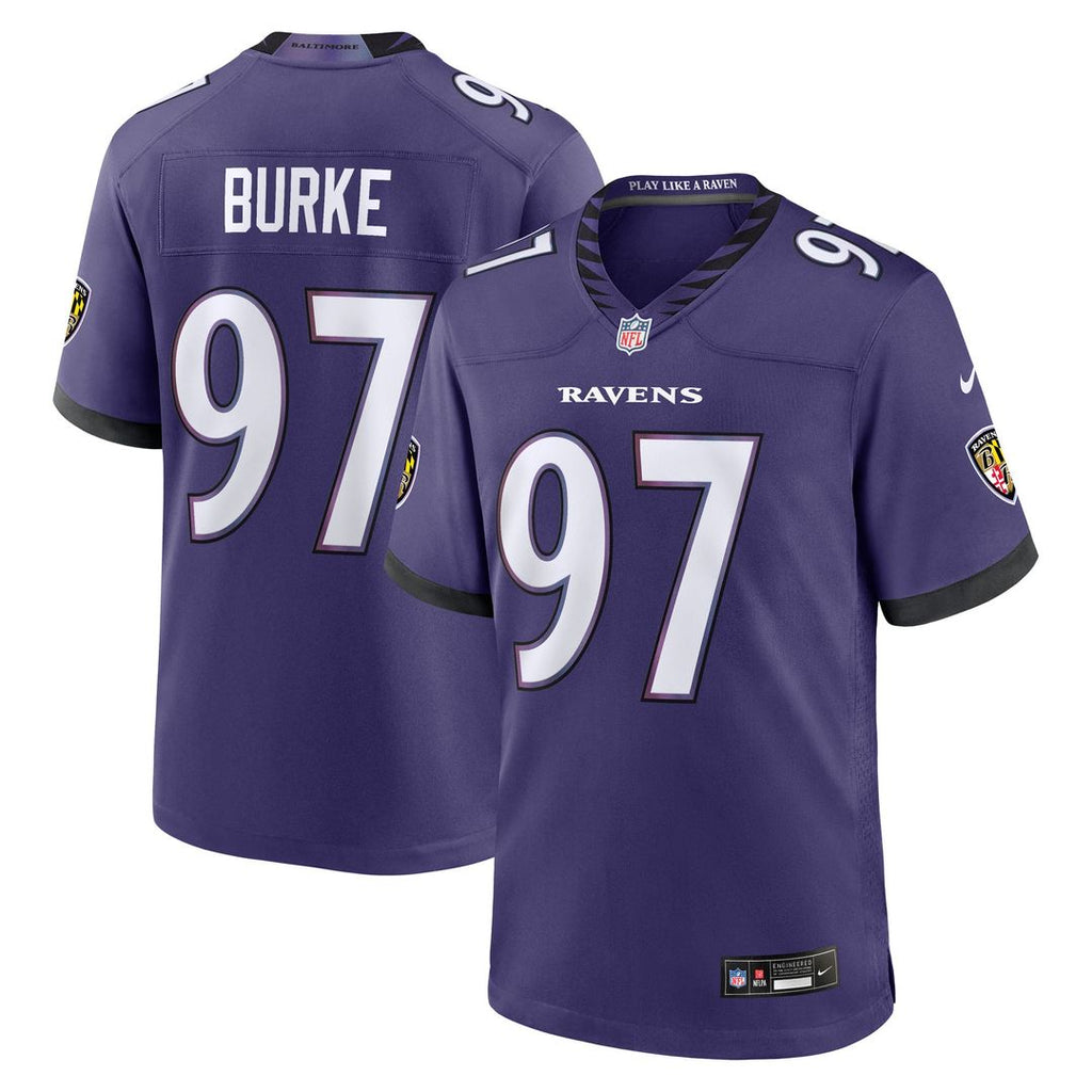 Baltimore Ravens Ethan Burke Nike Purple Team Game Jersey product image 1, provided for visual reference and product detail