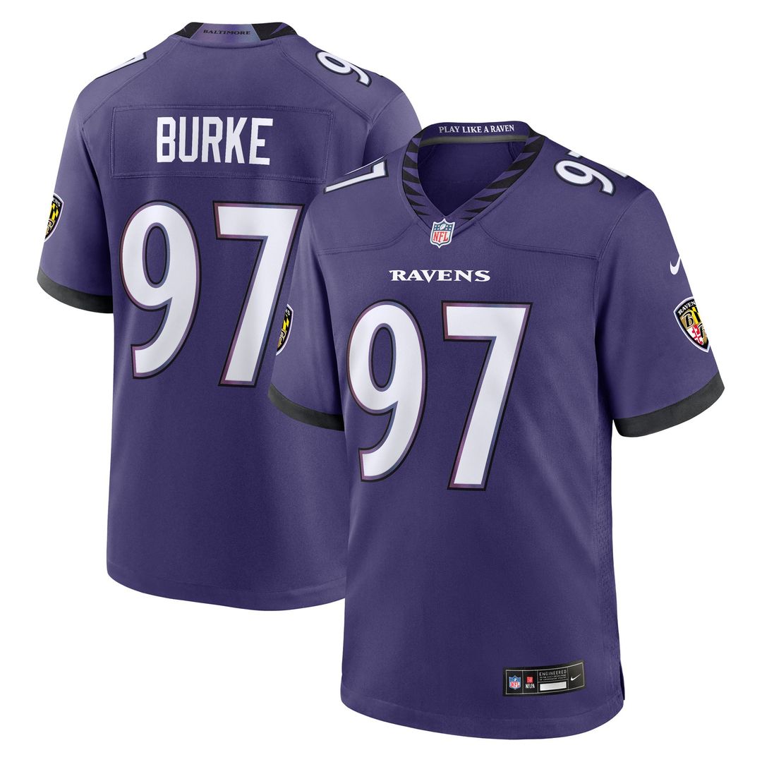 Baltimore Ravens Ethan Burke Nike Purple Team Game Jersey product image 1, provided for visual reference and product detail