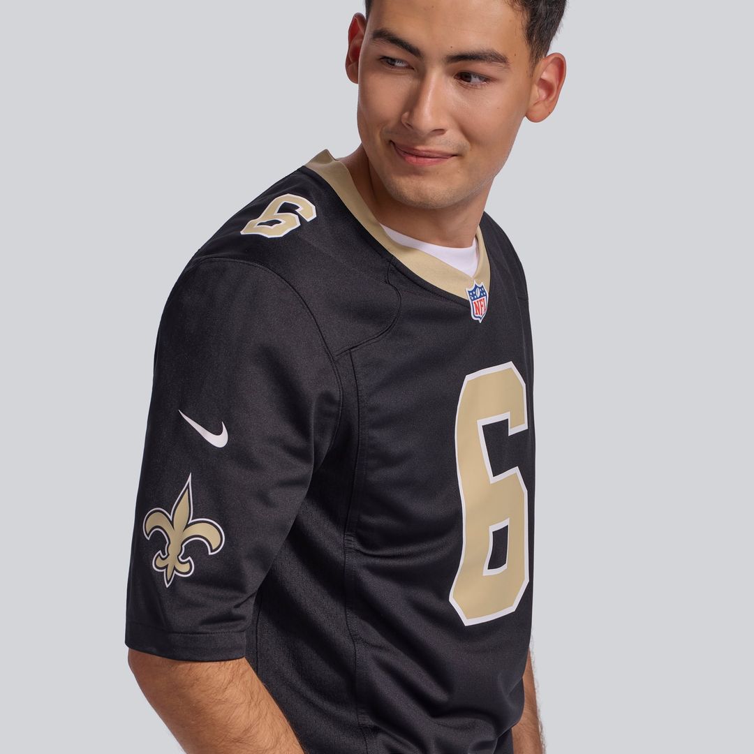 New Orleans Saints Tyler Shough Nike Black Game Jersey product image 9, provided for visual reference and product detail
