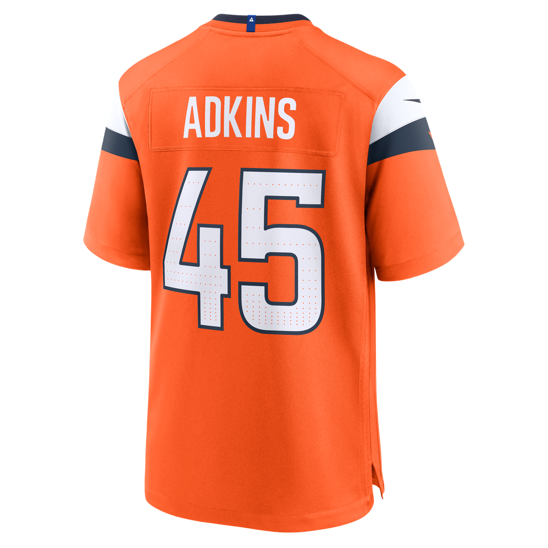 Denver Broncos Nate Adkins Nike Orange Team Game Jersey product image 3, provided for visual reference and product detail
