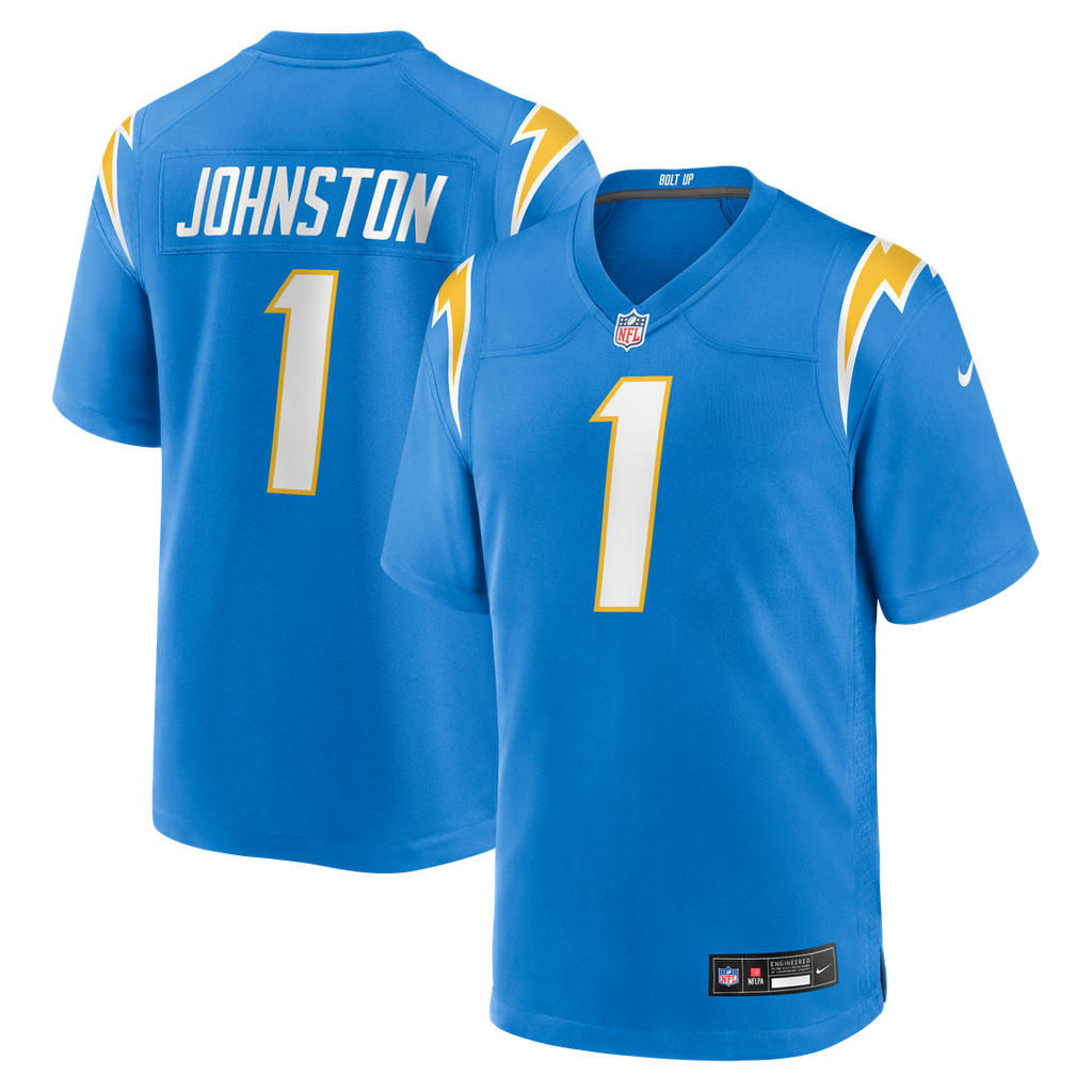 Los Angeles Chargers Quentin Johnston Nike Powder Blue Game Player Jersey product image 1, provided for visual reference and