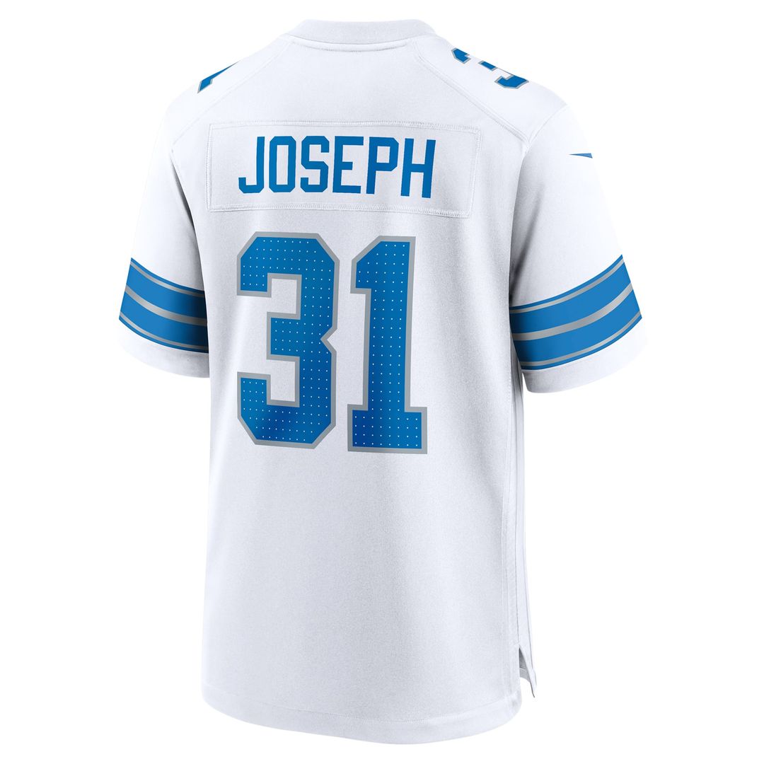 Detroit Lions Kerby Joseph Nike White Game Jersey product image 3, provided for visual reference and product detail review