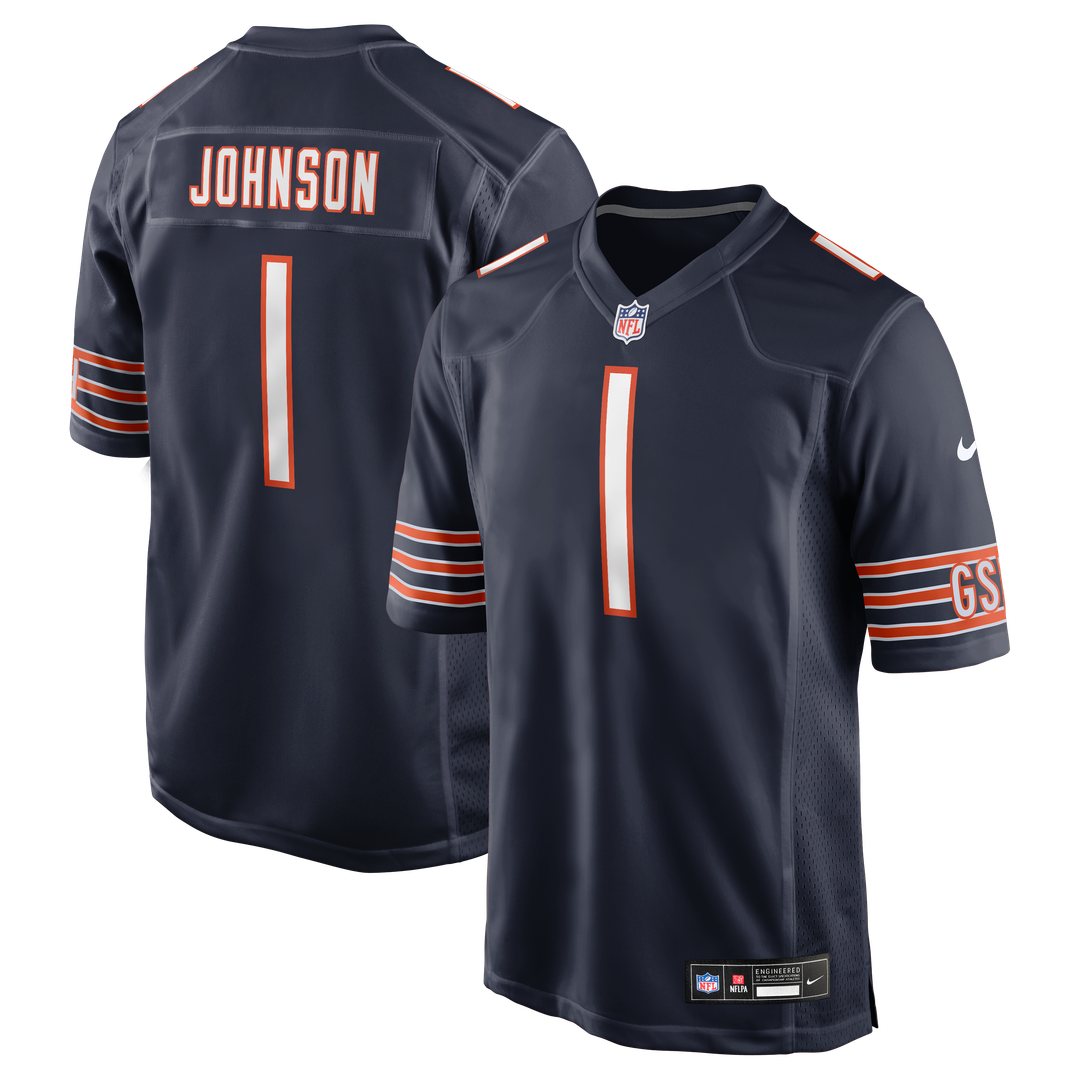 Chicago Bears Jaylon Johnson Nike Navy Game Jersey product image 1, provided for visual reference and product detail review
