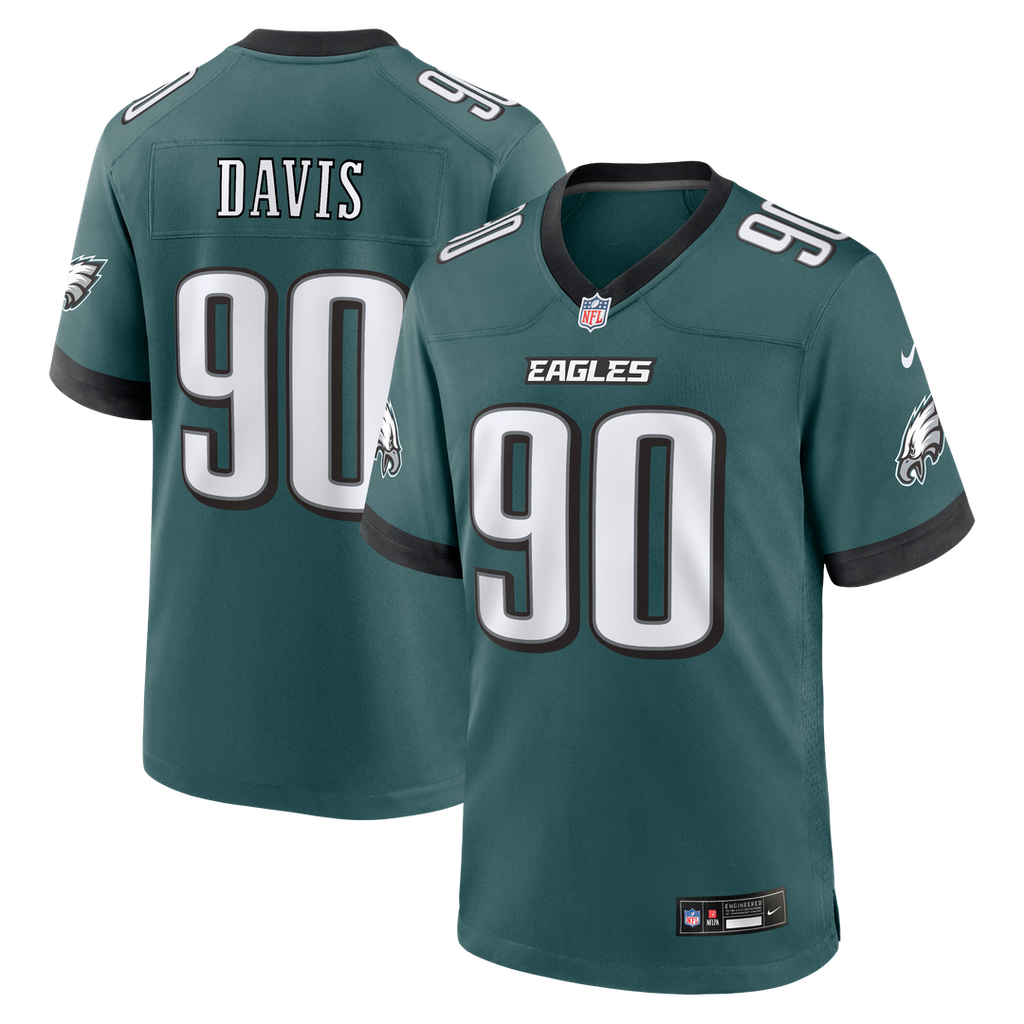 Philadelphia Eagles Jordan Davis Nike Midnight Green Team Game Jersey product image 4, provided for visual reference and