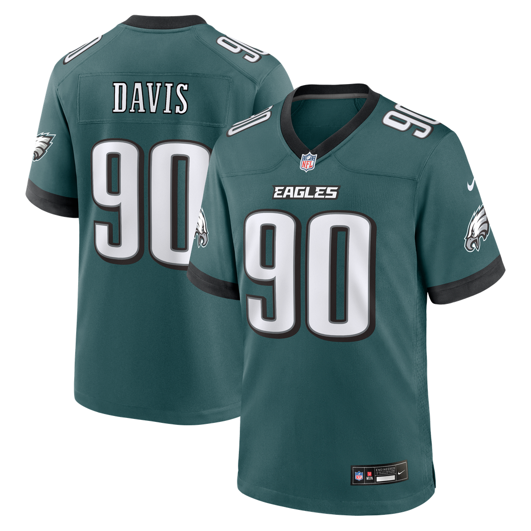 Philadelphia Eagles Jordan Davis Nike Midnight Green Team Game Jersey product image 4, provided for visual reference and