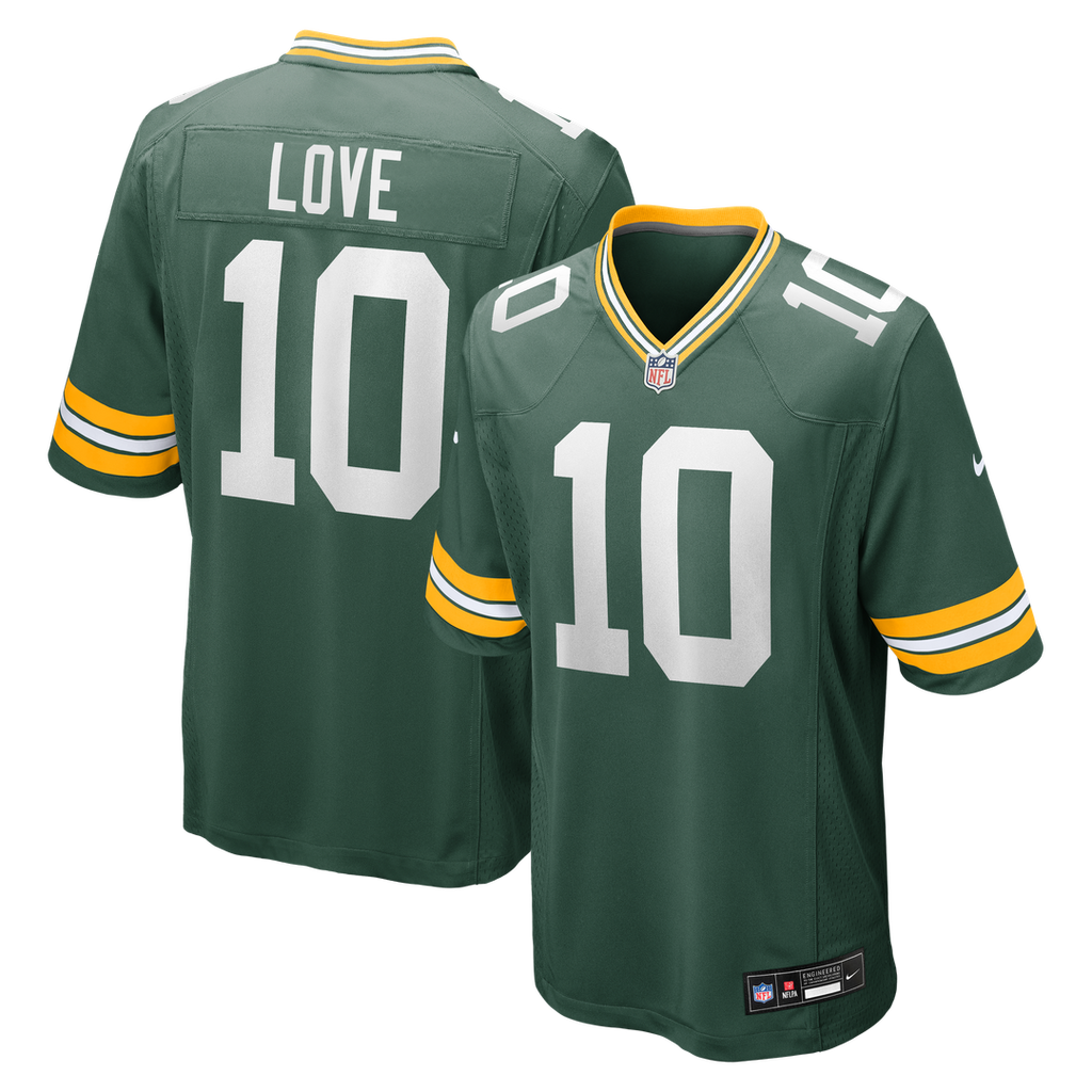 Green Bay Packers Jordan Love Nike Green Player Game Jersey product image 1, provided for visual reference and product