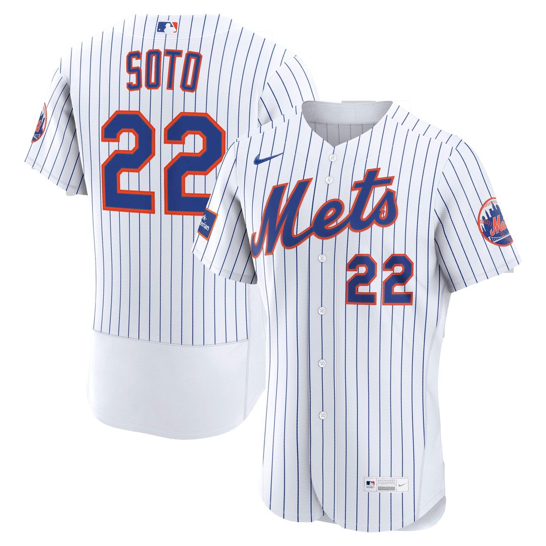 New York Mets Juan Soto Nike White Home Authentic Sponsor Patch Jersey product image 1, provided for visual reference and