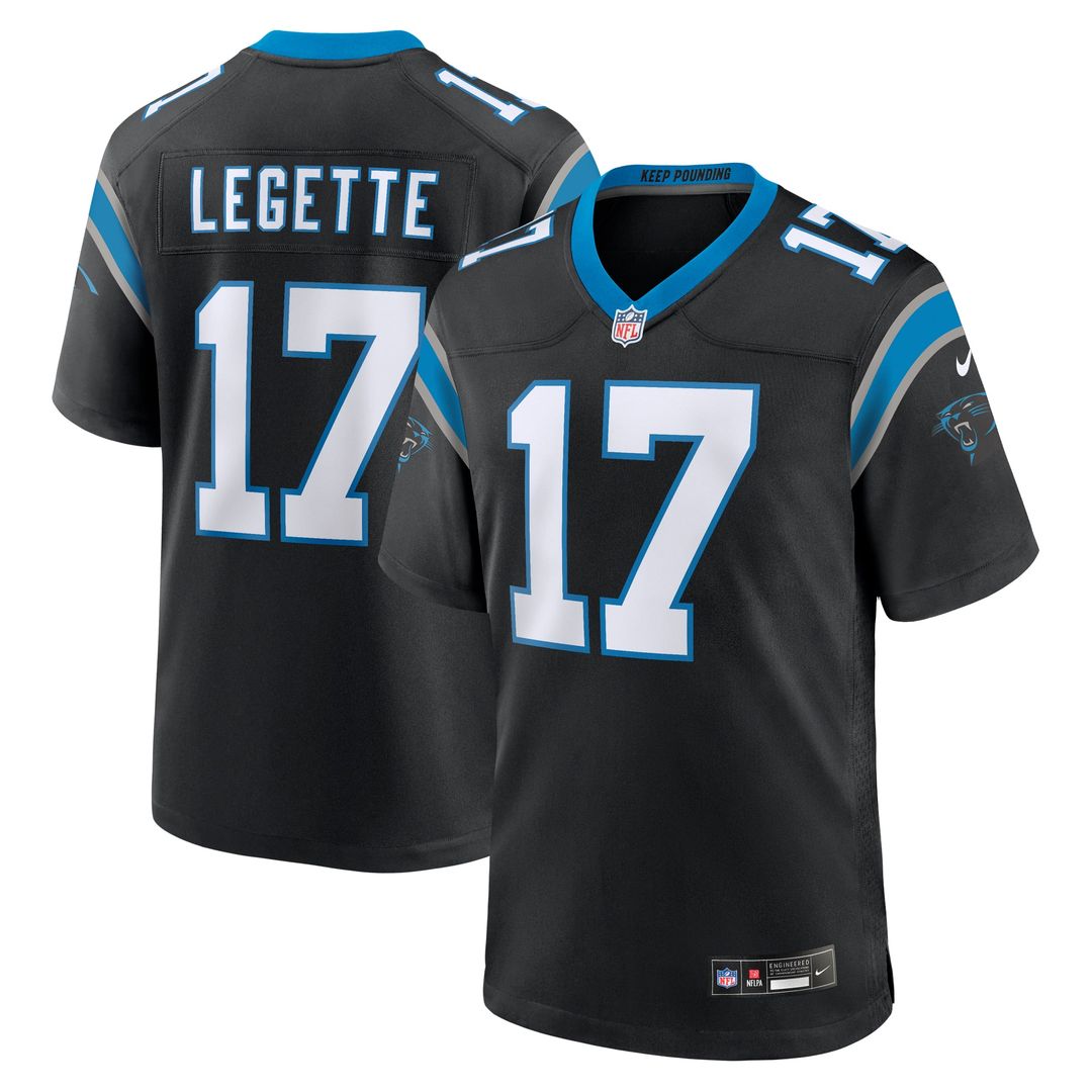Carolina Panthers Xavier Legette Nike Black Team Game Player Jersey product image 1, provided for visual reference and