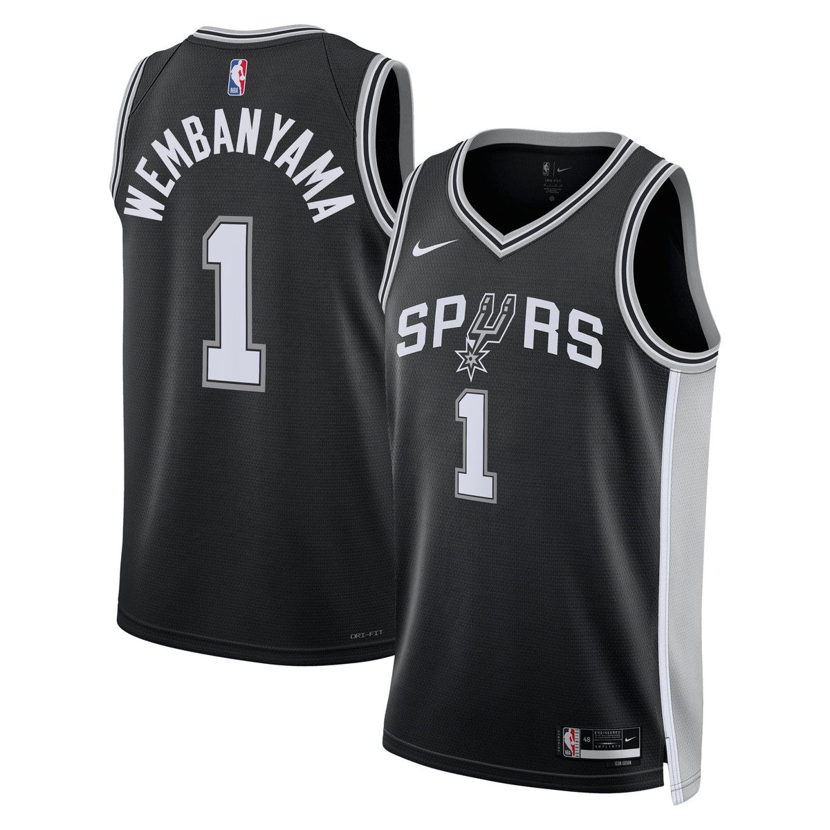 San Antonio Spurs Nike Icon Edition Swingman Jersey - Black - Victor Wembanyama - Unisex product image 1, provided for