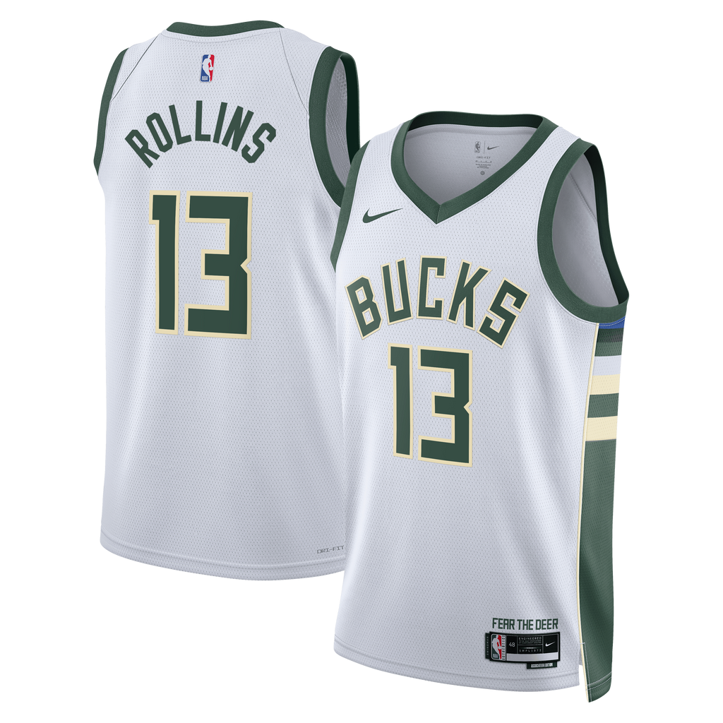 Milwaukee Bucks Nike Association Edition Swingman Jersey - White - Ryan Rollins - Unisex product image 2, provided for