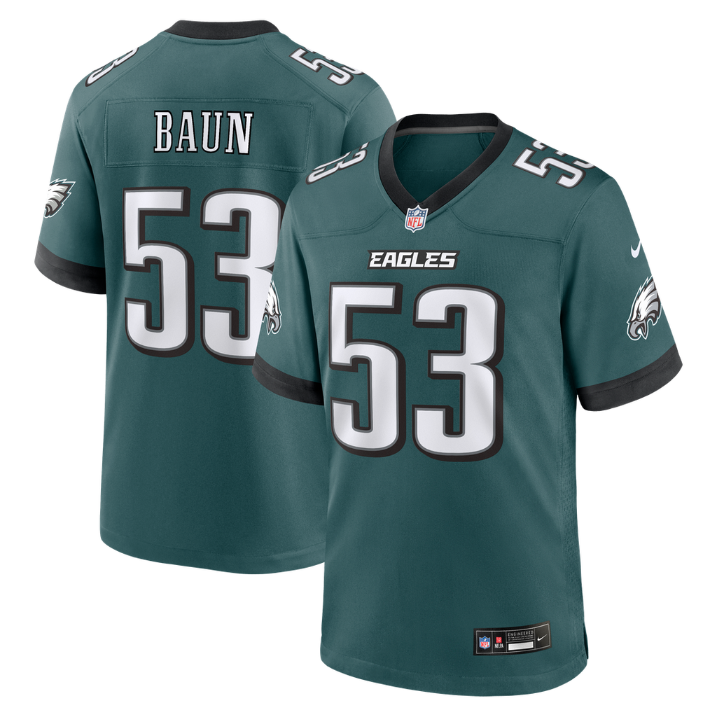 Philadelphia Eagles Zack Baun Nike Midnight Green Team Game Jersey product image 1, provided for visual reference and