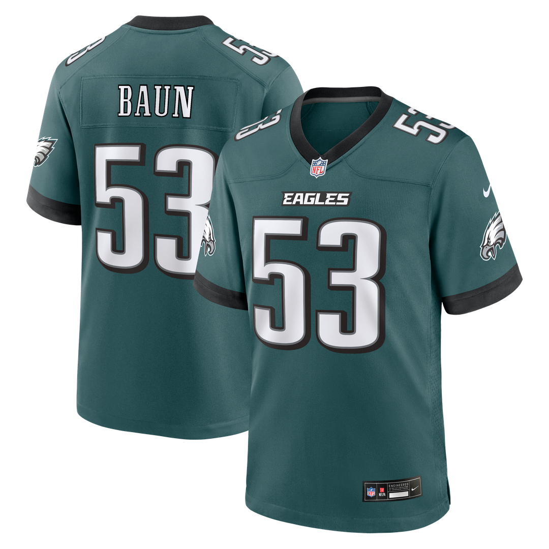 Philadelphia Eagles Zack Baun Nike Midnight Green Team Game Jersey product image 1, provided for visual reference and
