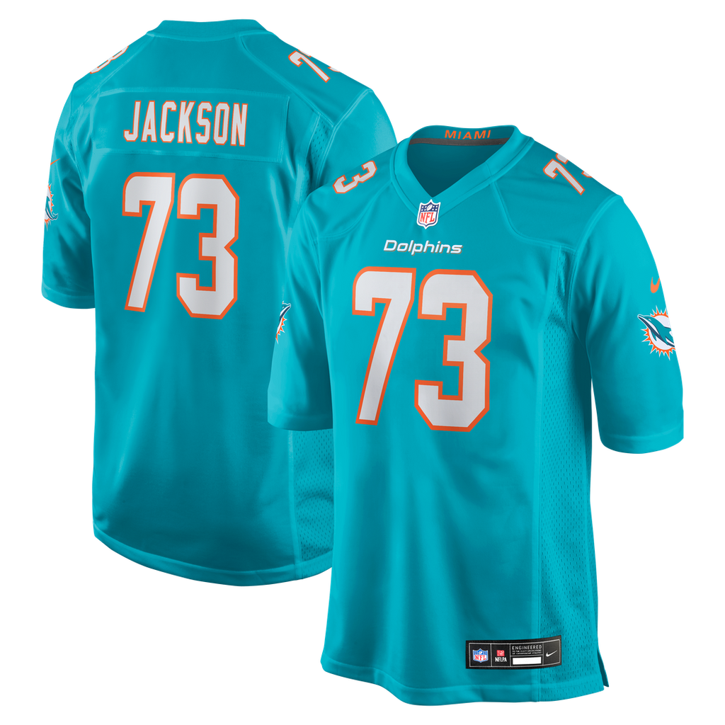 Miami Dolphins Austin Jackson Nike Aqua Game Jersey product image 1, provided for visual reference and product detail review