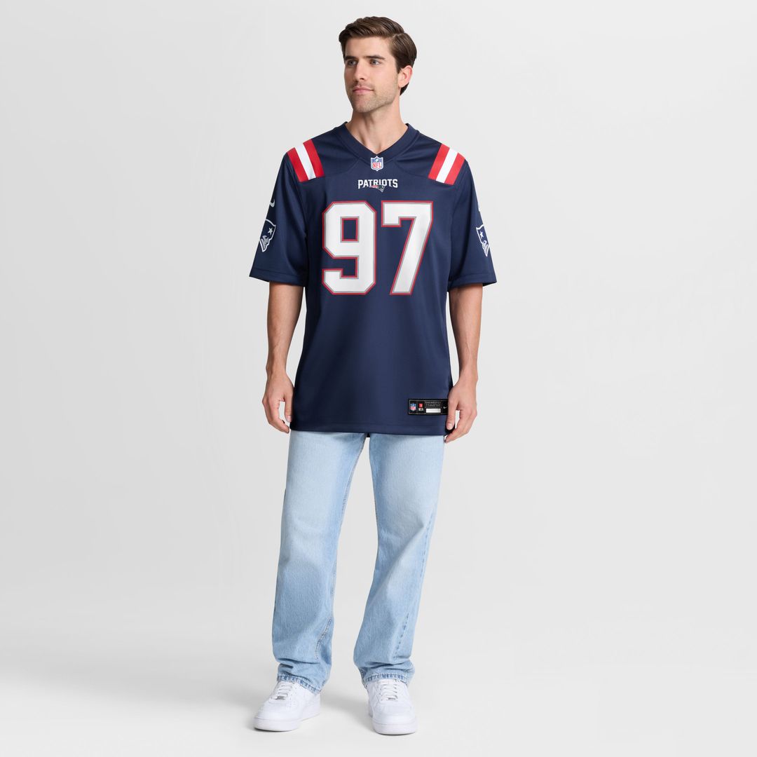 New England Patriots Milton Williams Nike Navy Team Game Jersey product image 2, provided for visual reference and product