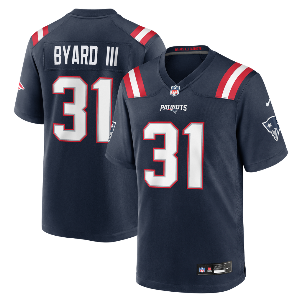 New England Patriots Kevin Byard III Nike Navy Team Game Jersey product image 1, provided for visual reference and product