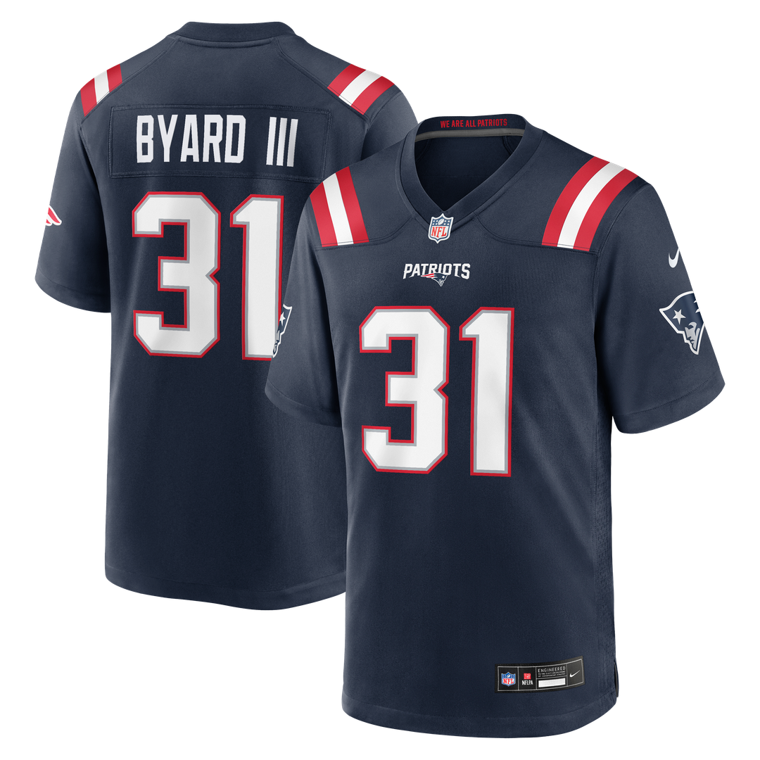 New England Patriots Kevin Byard III Nike Navy Team Game Jersey product image 1, provided for visual reference and product