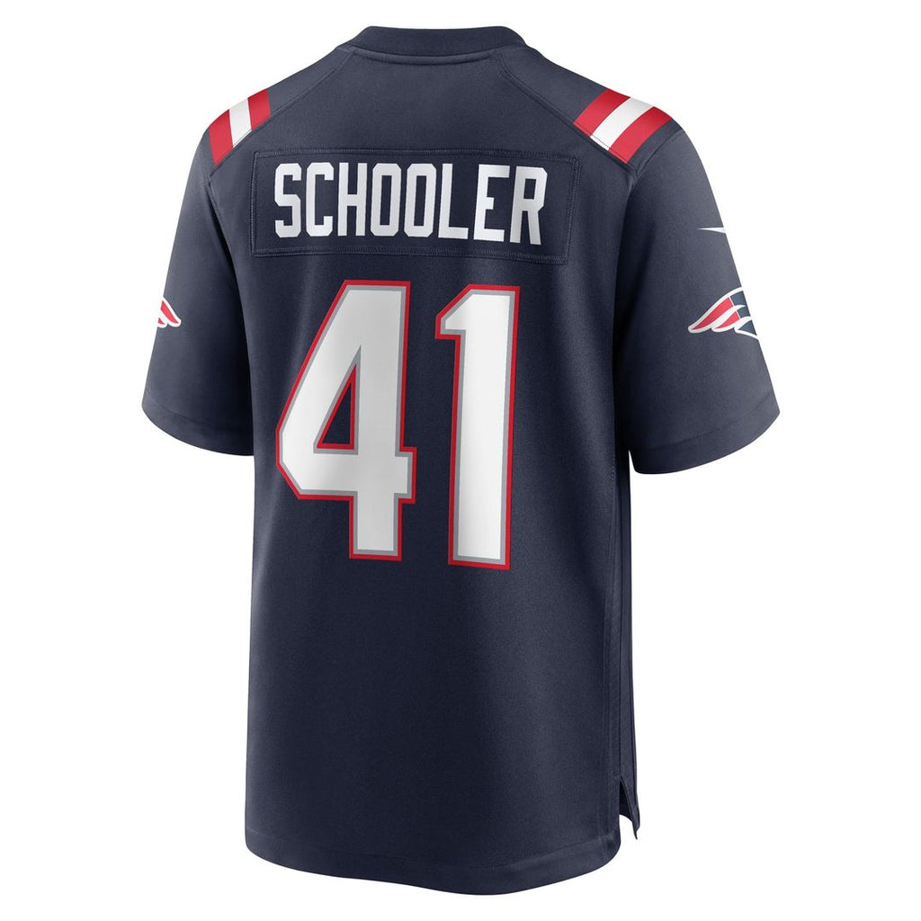 New England Patriots Brenden Schooler Nike Navy Game Player Jersey product image 3, provided for visual reference and