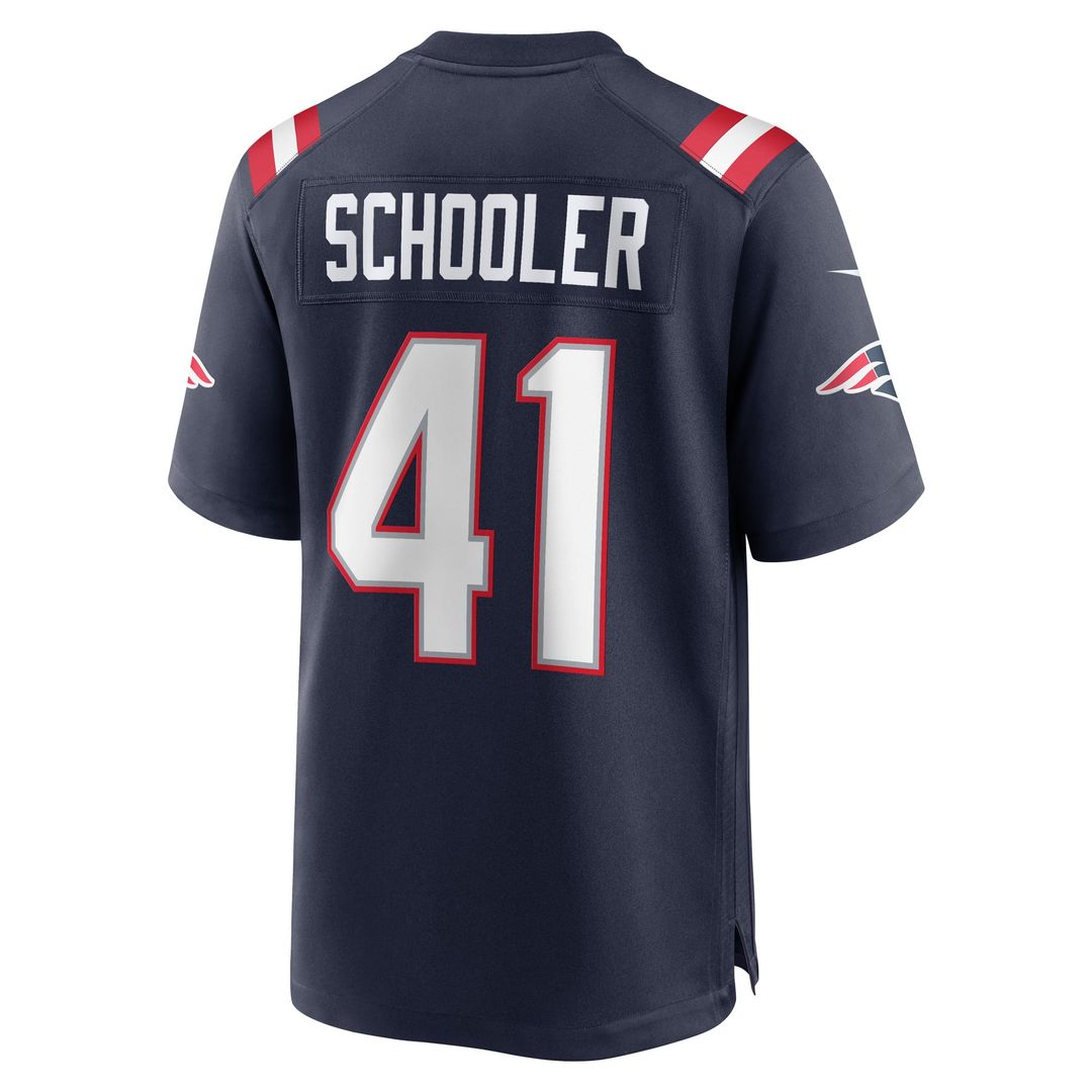 New England Patriots Brenden Schooler Nike Navy Game Player Jersey product image 3, provided for visual reference and