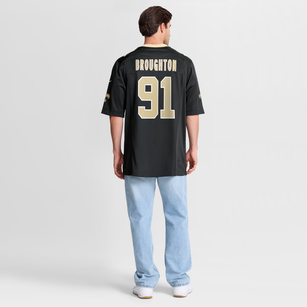 New Orleans Saints Vernon Broughton Nike Black Team Game Jersey product image 8, provided for visual reference and product