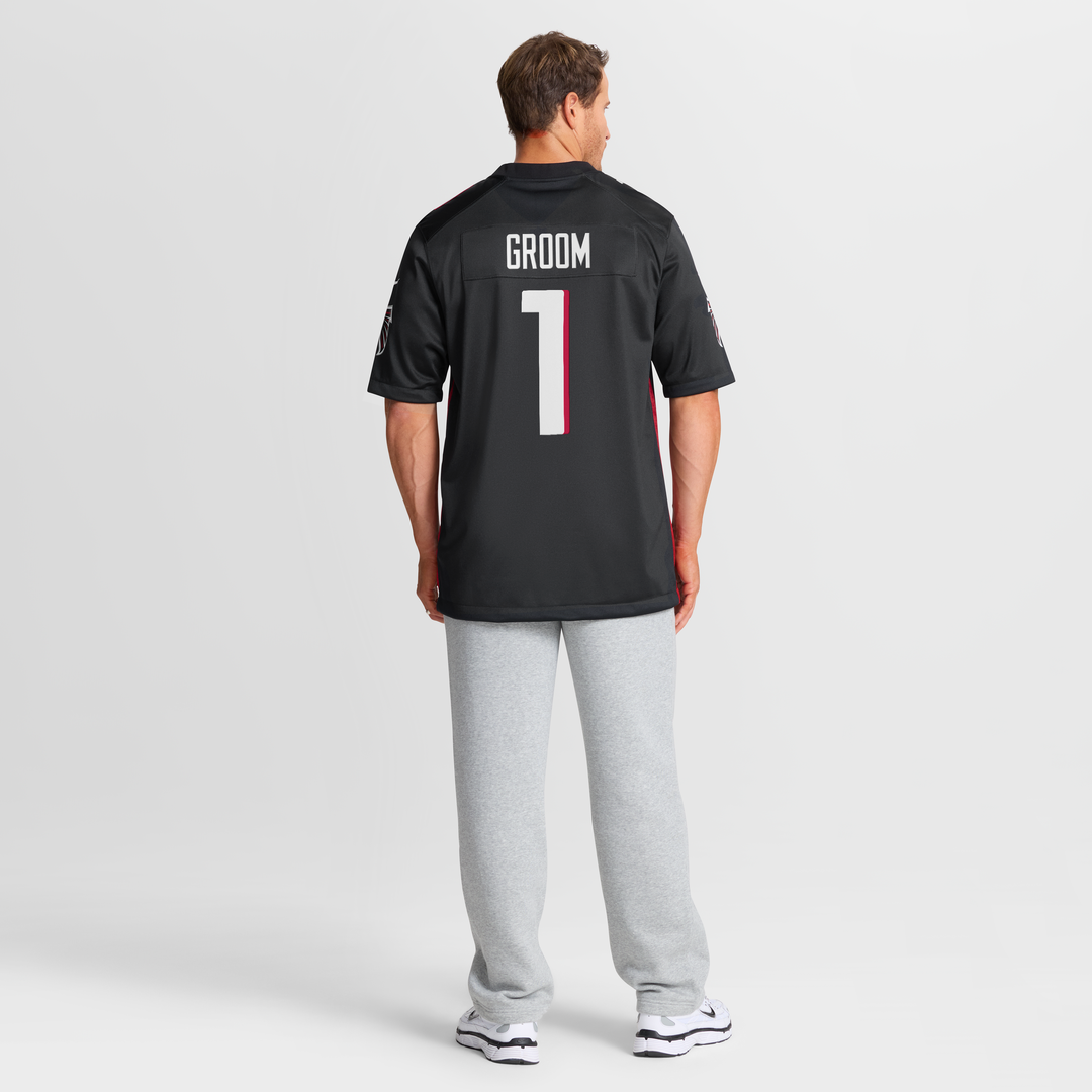 Atlanta Falcons Number 1 Groom Nike Black Game Jersey product image 8, provided for visual reference and product detail