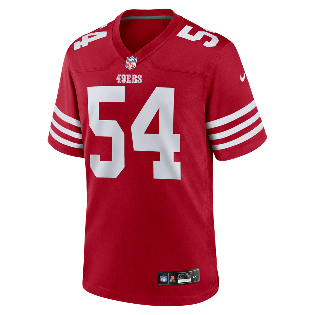 San Francisco 49ers Fred Warner Nike Scarlet Team Game Player Jersey product image 10, provided for visual reference and