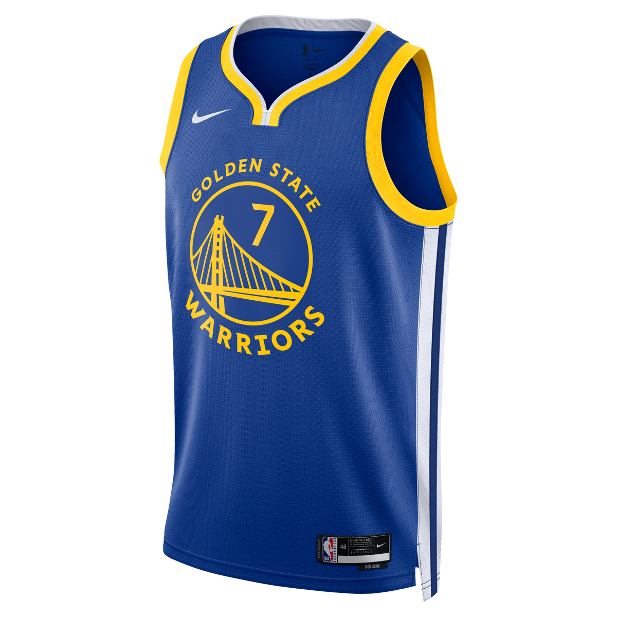 Golden State Warriors Nike Icon Edition Swingman Jersey - Royal - Kristaps Porziņģis - Unisex product image 3, provided for