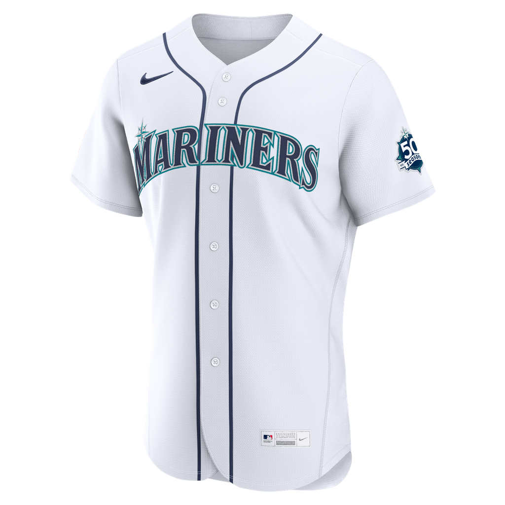 Seattle Mariners Cal Raleigh Nike White Home 50th Season Authentic Jersey product image 2, provided for visual reference and