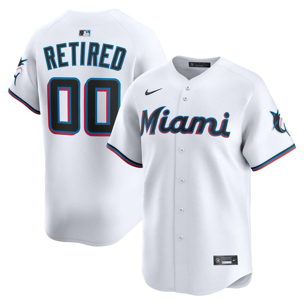 Miami Marlins Nike White Home Limited Pick-A-Player Retired Roster Jersey product image 1, provided for visual reference and