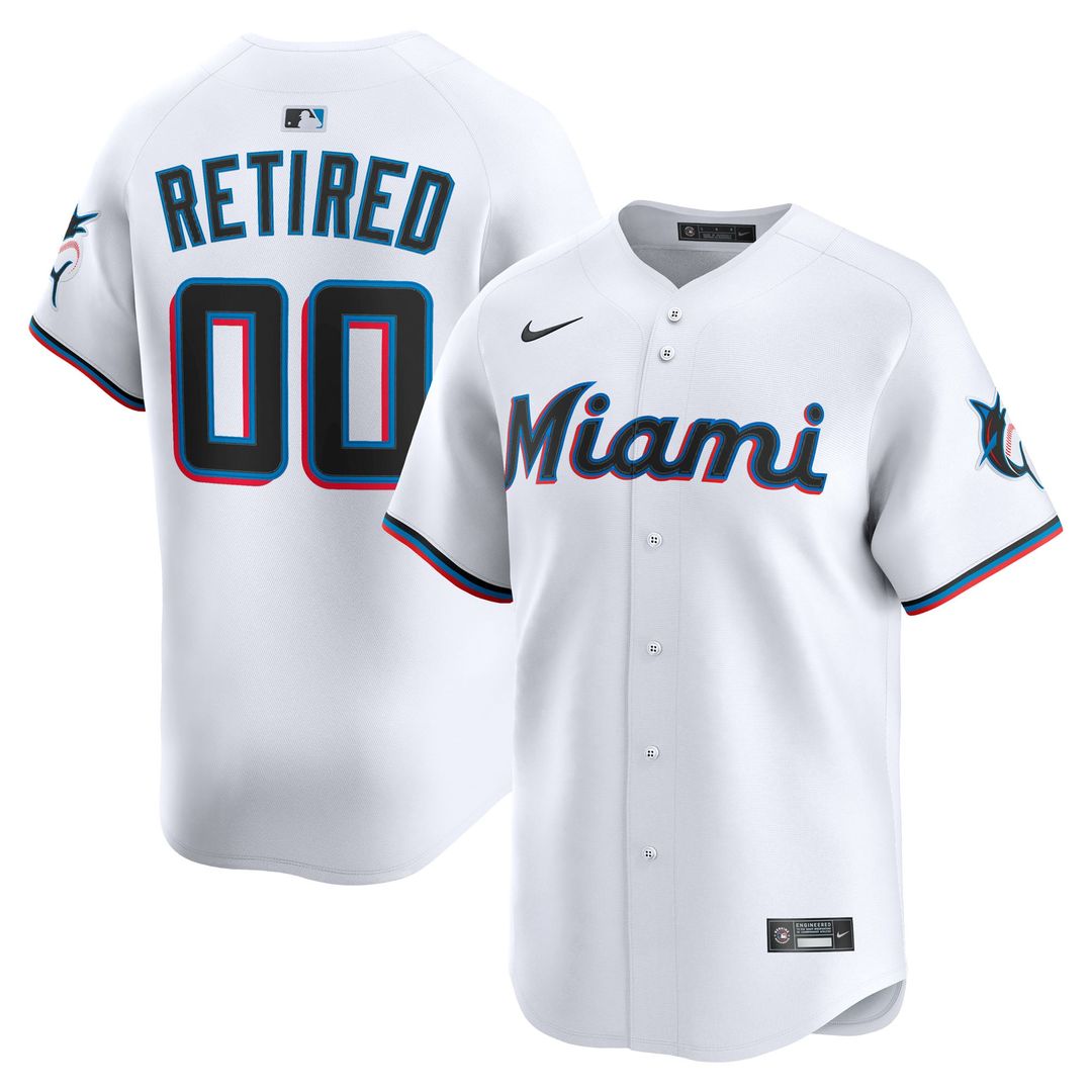 Miami Marlins Nike White Home Limited Pick-A-Player Retired Roster Jersey product image 1, provided for visual reference and