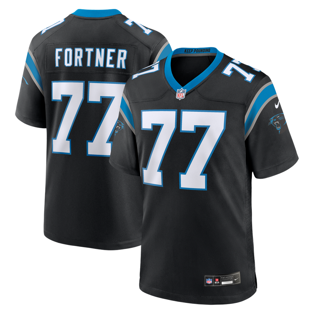 Carolina Panthers Luke Fortner Nike Black Team Game Jersey product image 1, provided for visual reference and product detail