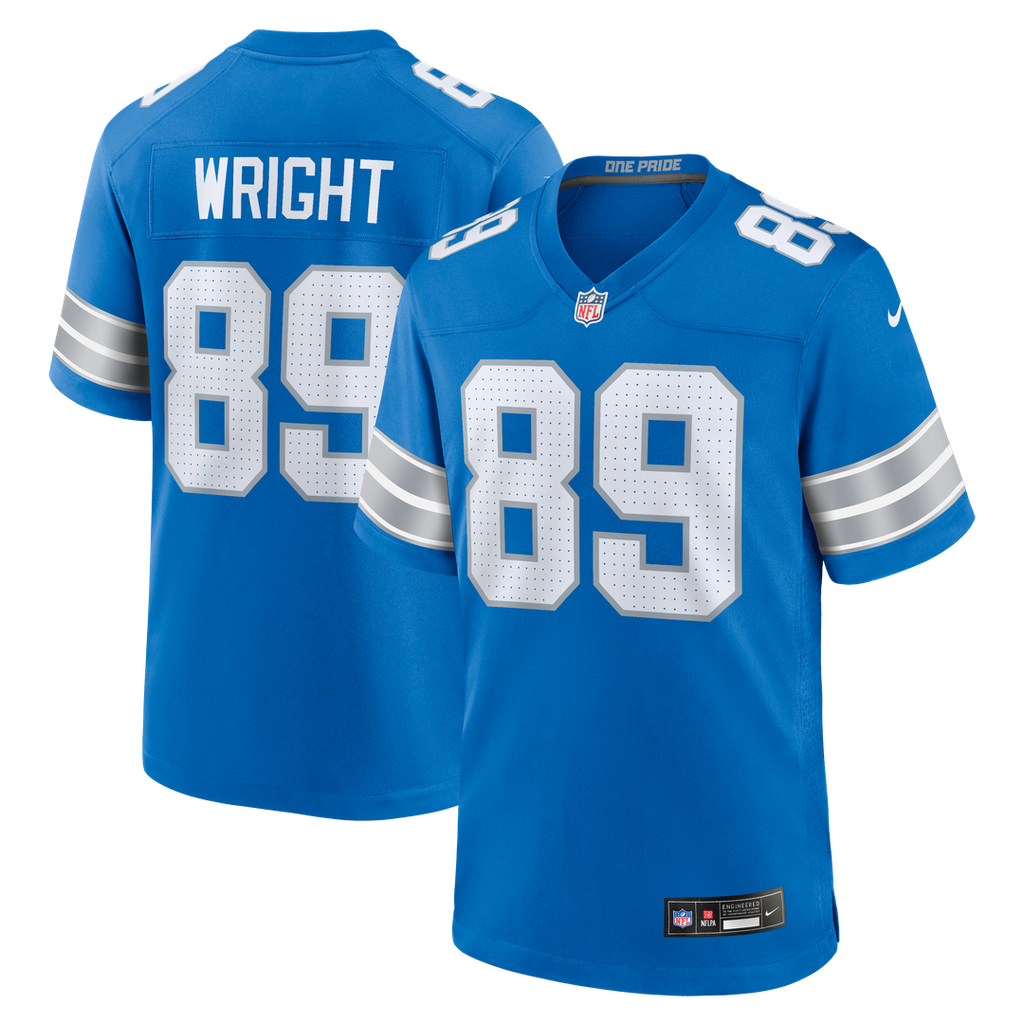 Detroit Lions Brock Wright Nike Blue Team Game Jersey product image 1, provided for visual reference and product detail