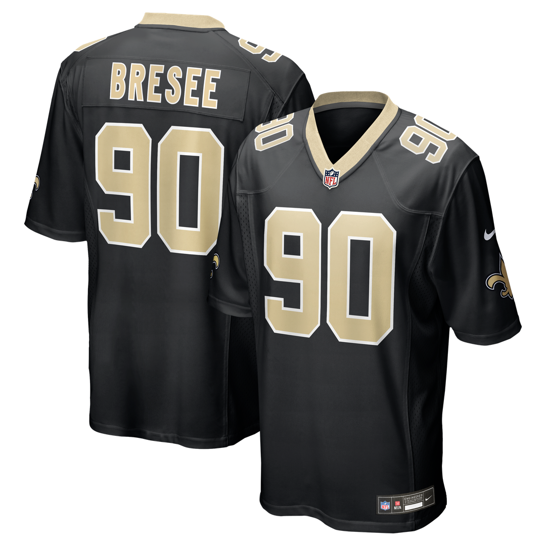 New Orleans Saints Bryan Bresee Nike Black Game Jersey product image 1, provided for visual reference and product detail