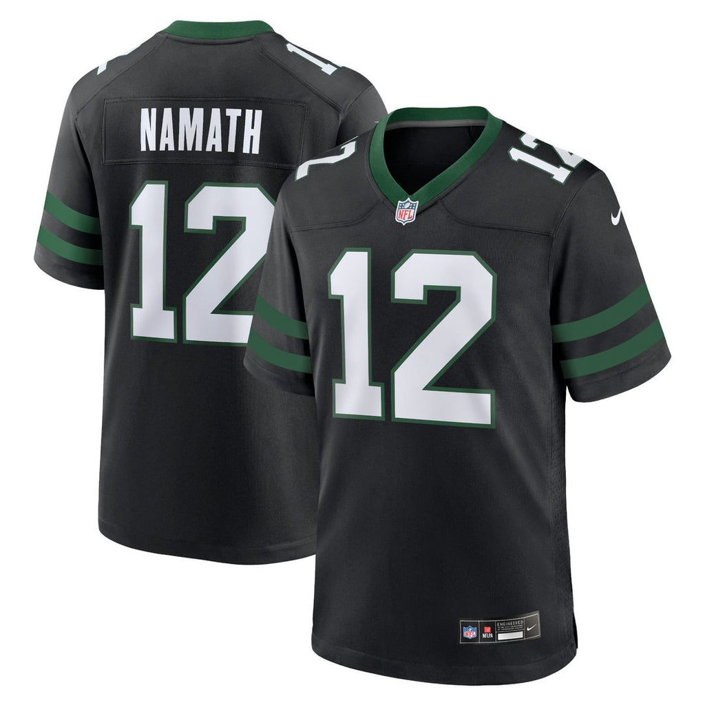 New York Jets Joe Namath Nike Legacy Black Alternate Retired Player Game Jersey product image 1, provided for visual